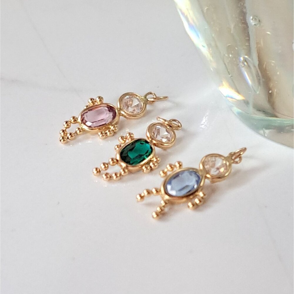 Set of 3 - 14K Yellow Gold Birthstone Baby Child Charms - Picture 10 of 16